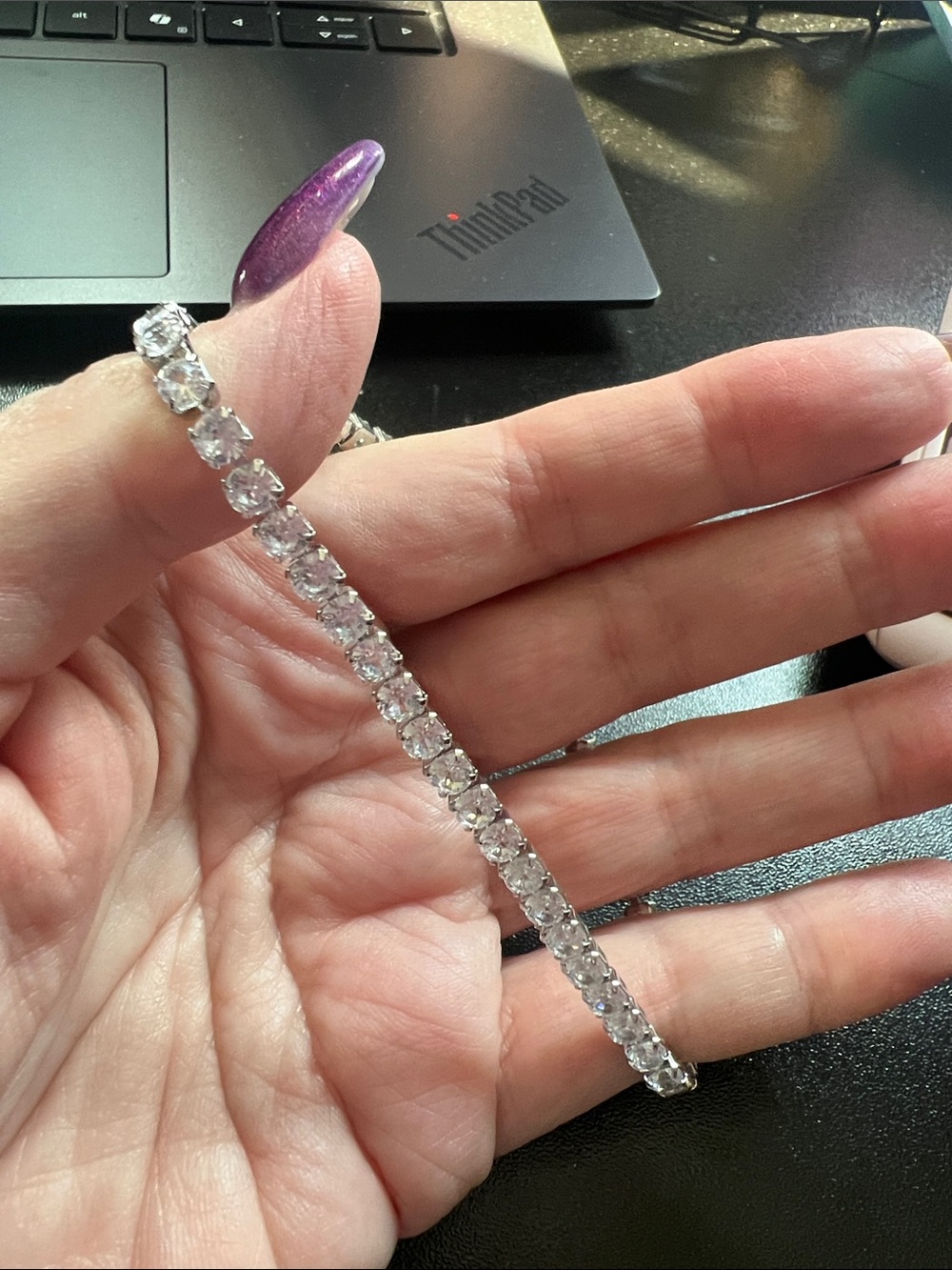 Clear Crystal Tennis Bracelet/Anklet in Sterling Silver